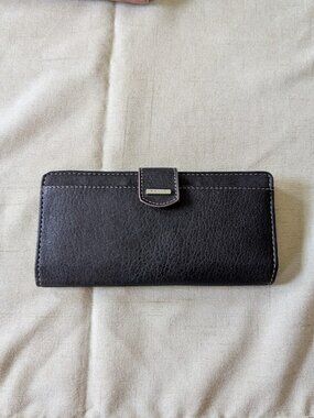 Relic Black Faux Leather Continental Wallet Polka Dot Interior